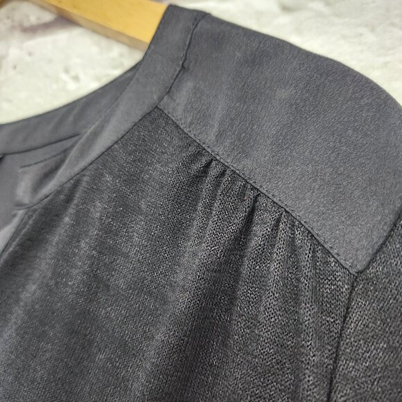 41 Hawthorn Tulla Mixed Media 3/4 Sleeve V-Neck Blouse Top Black Large New - Picture 5 of 12